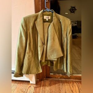 Le Suit Shimmery Green Skirt Suit Size 10